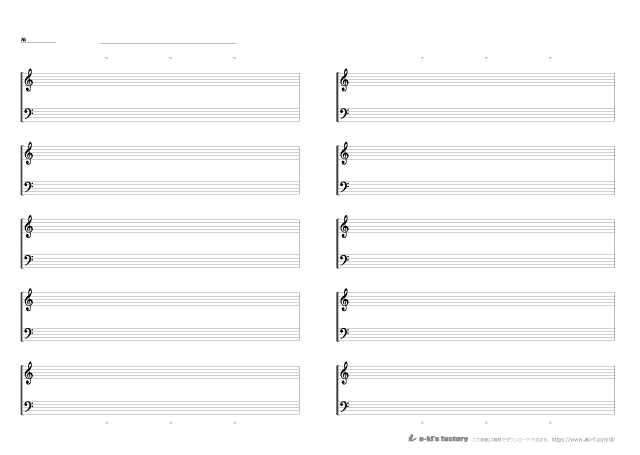 [A3] 五線譜 大譜表（汎用5段2列）